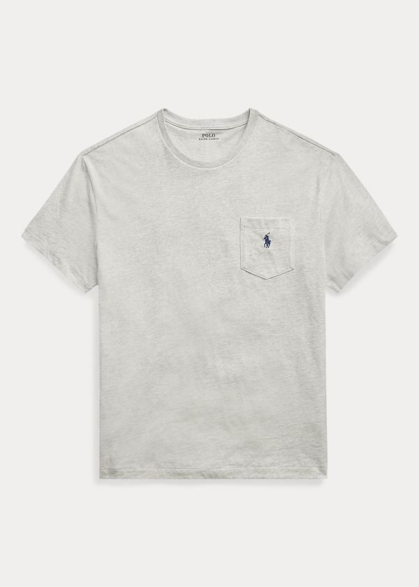 Playeras Polo Ralph Lauren Hombre Grises - Classic Fit Pocket - AUCOP9375